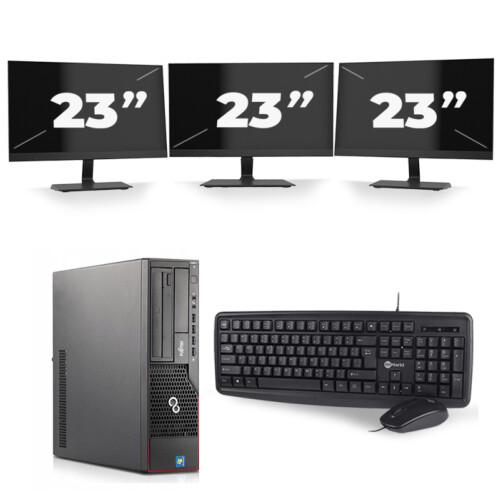 Fujitsu Esprimo E710 SFF - Intel Core i5-3e Generatie - 8GB RAM - 256GB SSD - Windows 10 + 3x 23 inch Monitor Tweedehands