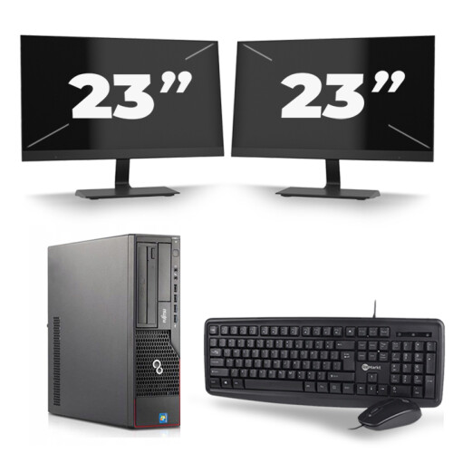 Fujitsu Esprimo E710 SFF - Intel Core i5-3e Generatie - 8GB RAM - 256GB SSD - Windows 10 + 2x 23 inch Monitor Tweedehands