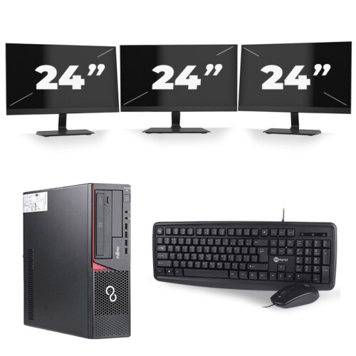 Fujitsu Esprimo E720 SFF - Intel Core i7-4e Generatie - 16GB RAM - 256GB SSD - Windows 10 + 3x 24 inch Monitor Tweedehands