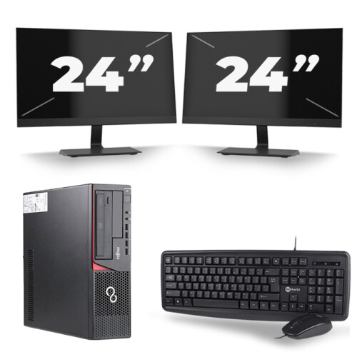 Fujitsu Esprimo E720 SFF - Intel Core i7-4e Generatie - 16GB RAM - 256GB SSD - Windows 10 + 2x 24 inch Monitor Tweedehands