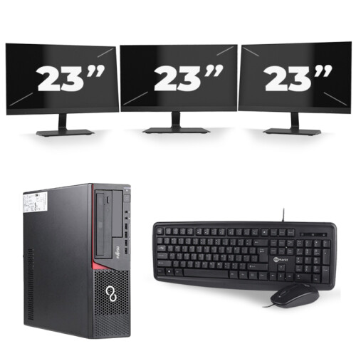 Fujitsu Esprimo E720 SFF - Intel Core i7-4e Generatie - 16GB RAM - 256GB SSD - Windows 10 + 3x 23 inch Monitor Tweedehands