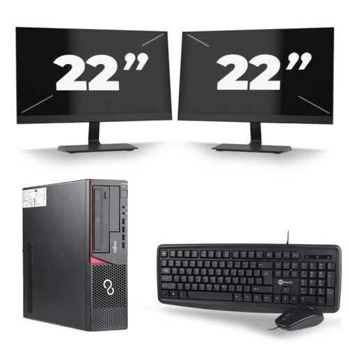 Fujitsu Esprimo E720 SFF - Intel Core i7-4e Generatie - 16GB RAM - 256GB SSD - Windows 10 + 2x 22 inch Monitor Tweedehands