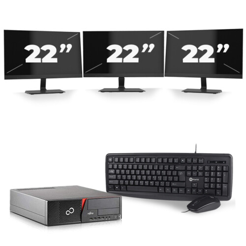 Fujitsu Esprimo E920 SFF - Intel Core i7-4e Generatie - 16GB RAM - 256GB SSD - Windows 10 + 3x 22 inch Monitor Tweedehands