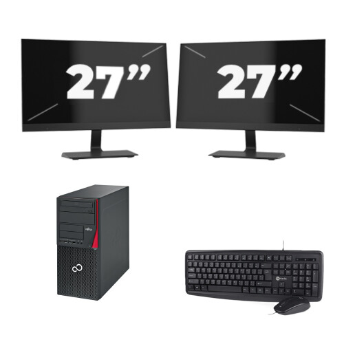 Fujitsu Esprimo P910 Micro Tower - Intel Core i3-3e Generatie - 8GB RAM - 256GB SSD - Windows 10 + 2x 27 inch Monitor Tweedehands