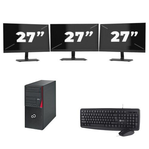 Fujitsu Esprimo P910 Micro Tower - Intel Core i7-3e Generatie - 8GB RAM - 256GB SSD - Windows 10 + 3x 27 inch Monitor Tweedehands