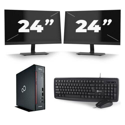 Fujitsu Esprimo Q556/2 USFF - Intel Core i5-7e Generatie - 8GB RAM - 256GB SSD - Windows 11 + 2x 24 inch Monitor Tweedehands