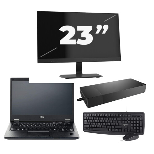Fujitsu LIFEBOOK E5410 - Intel Core i3-10e Generatie - 14 inch - 8GB RAM - 256GB SSD - Windows 11 Home + 1x 23 inch Monitor Tweedehands