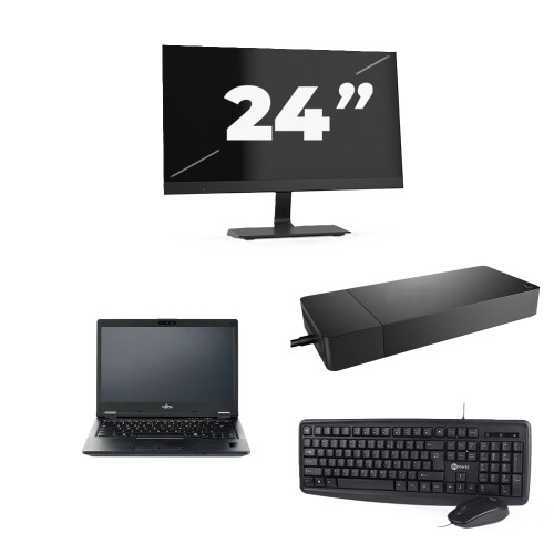 Fujitsu LIFEBOOK E5410 - Intel Core i5-10e Generatie - 14 inch - 8GB RAM - 256GB SSD - Windows 11 Home + 1x 24 inch Monitor Tweedehands