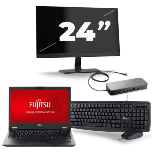 Fujitsu LifeBook E548 - Intel Core i5-8e Generatie - 14 inch - 16GB RAM - 256GB SSD - Windows 11 + 1x 24 inch Monitor Tweedehands