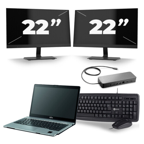 Fujitsu LifeBook S938 - Intel Core i7-8e Generatie - 13 inch - 16GB RAM - 256GB SSD - Windows 11 + 2x 22 inch Monitor Tweedehands