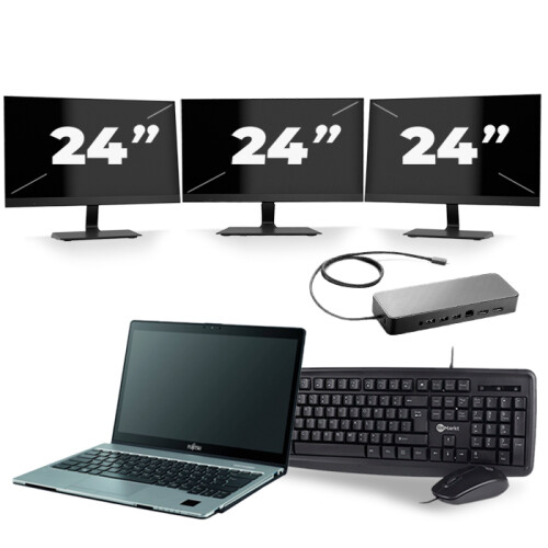 Fujitsu LifeBook S938 - Intel Core i7-8e Generatie - 13 inch - 16GB RAM - 256GB SSD - Windows 11 + 3x 24 inch Monitor Tweedehands