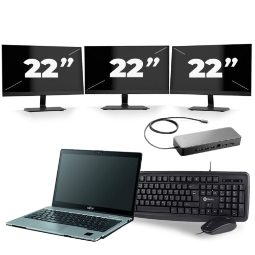 Fujitsu LifeBook S938 - Intel Core i7-8e Generatie - 13 inch - 16GB RAM - 256GB SSD - Windows 11 + 3x 22 inch Monitor Tweedehands