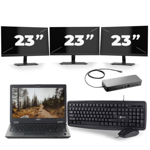 Fujitsu LifeBook U727 - Intel Core i7-7e Generatie - 12 inch - 16GB RAM - 256GB SSD - Windows 11 + 3x 23 inch Monitor Tweedehands