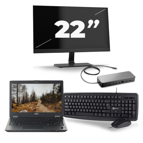 Fujitsu LifeBook U727 - Intel Core i7-7e Generatie - 12 inch - 16GB RAM - 256GB SSD - Windows 11 + 1x 22 inch Monitor Tweedehands