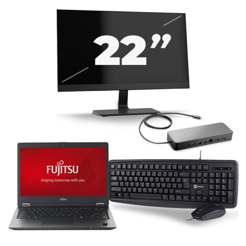 Fujitsu LifeBook U728 - Intel Core i5-8e Generatie - 12 inch - 16GB RAM - 256GB SSD - Windows 11 + 1x 22 inch Monitor Tweedehands
