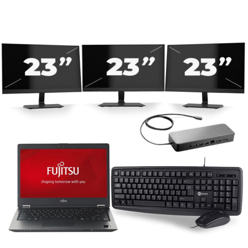 Fujitsu LifeBook U728 - Intel Core i7-8e Generatie - 12 inch - 16GB RAM - 256GB SSD - Windows 11 + 3x 23 inch Monitor Tweedehands