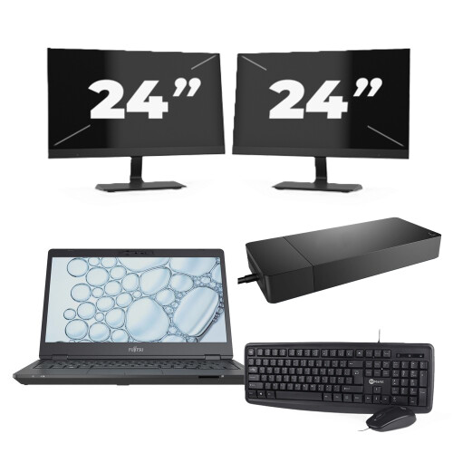 Fujitsu Lifebook U7310 - Intel Core i5-10e Generatie - 13 inch - 8GB RAM - 256GB SSD - Windows 11 Home + 2x 24 inch Monitor Tweedehands