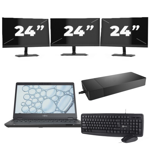 Fujitsu Lifebook U7310 - Intel Core i5-10e Generatie - 13 inch - 8GB RAM - 256GB SSD - Windows 11 Home + 3x 24 inch Monitor Tweedehands