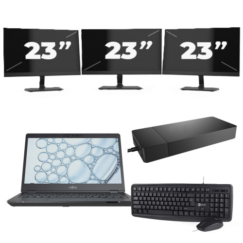 Fujitsu Lifebook U7310 - Intel Core i5-10e Generatie - 13 inch - 8GB RAM - 256GB SSD - Windows 11 Home + 3x 23 inch Monitor Tweedehands