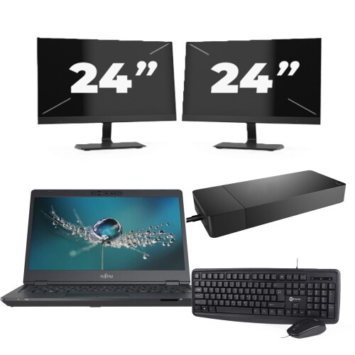 Fujitsu LIFEBOOK U7311 - Intel Core i5-11e Generatie - 13 inch - 16GB RAM - 256GB SSD - Windows 11 Home + 2x 24 inch Monitor Tweedehands