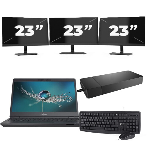 Fujitsu LIFEBOOK U7311 - Intel Core i5-11e Generatie - 13 inch - 16GB RAM - 256GB SSD - Windows 11 Home + 3x 23 inch Monitor Tweedehands
