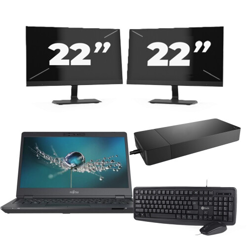 Fujitsu LIFEBOOK U7311 - Intel Core i7-11e Generatie - 13 inch - 16GB RAM - 256GB SSD - Windows 11 Home + 2x 22 inch Monitor Tweedehands