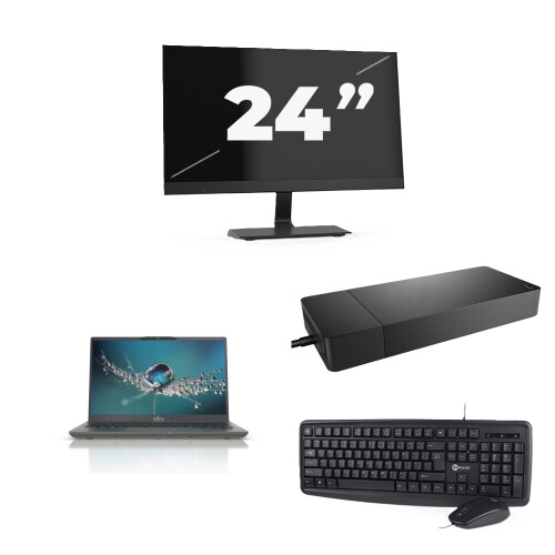 Fujitsu Lifebook U7411 - Intel Core i5-11e Generatie - 14 inch - 8GB RAM - 256GB SSD - Windows 11 Home + 1x 24 inch Monitor Tweedehands