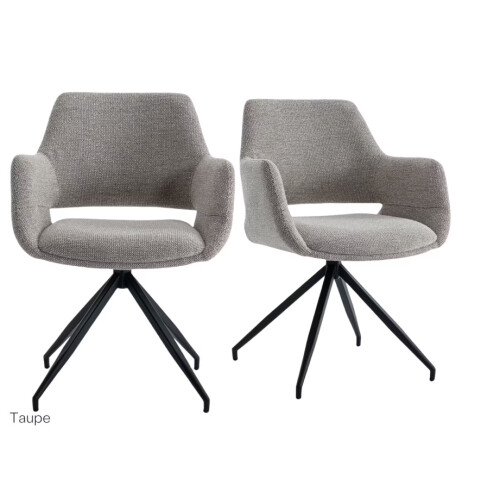 Furnihaus Monza Bjorn - Eetkamerstoelen - Armleuningen en 180° draaifunctie - Taupe (2 stuks) Tweedehands