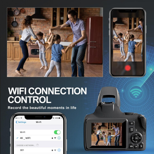 G-Anica - Digitale camera - 64 MP 4K 40x zoom WiFi HDMI - (2 batterijen)