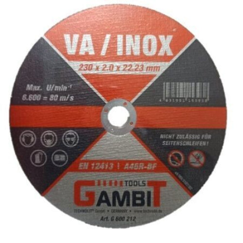 Gambit Doorslijpschijven 230x2,0x22,23 mm - VA INOX - 25 stuks