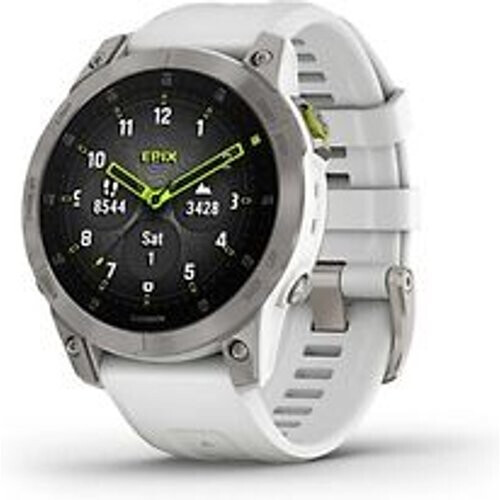 Garmin Epix (Gen 2) 47 mm steengrijs/titanium met witte polsband [wifi, Sapphire] Tweedehands