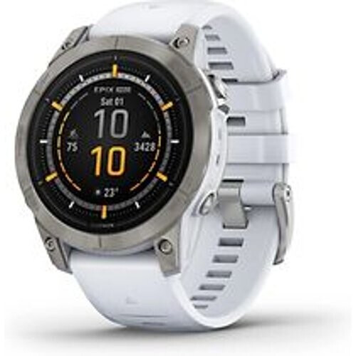 Garmin Epix Pro (Gen 2) 47 mm steengrijs/titanium met witte polsband [wifi, Sapphire] Tweedehands