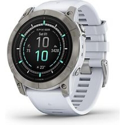 Garmin Epix Pro (Gen 2) 51 mm steengrijs/titanium met witte polsband [wifi, Sapphire] Tweedehands