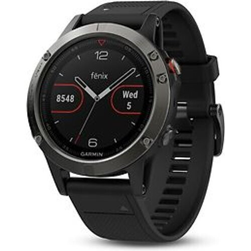 Garmin Fenix 5 47 mm grijs met siliconebandje zwart Tweedehands