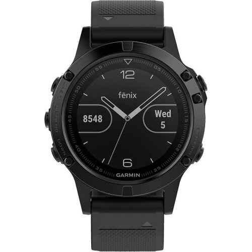Garmin Fenix 5 47 mm Saphir Edition zwart met siliconebandje zwart - wifi Tweedehands