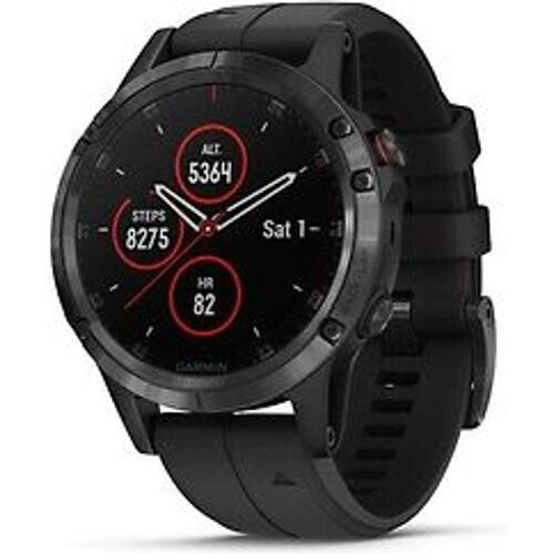 Garmin Fenix 5 Plus 47 mm zwart met siliconen armband zwart [wifi, Saphir editie] Tweedehands