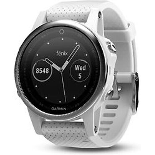 Garmin Fenix 5S 42 mm zilver met siliconebandje wit Tweedehands