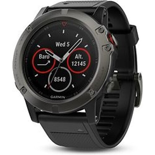 Garmin Fenix 5X 51 mm Saphir Edition grijs met siliconearmbandje zwart [wifi] Tweedehands