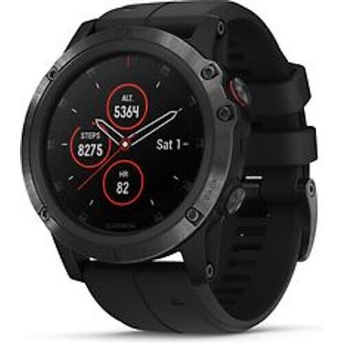Garmin Fenix 5X Plus 51 mm zwart met siliconenarmband zwart [wifi, Saphir editie] Tweedehands