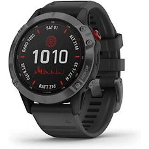 Garmin Fenix 6 47 mm grijs met een zwarte siliconen polsband [Pro Solar Edition] Tweedehands