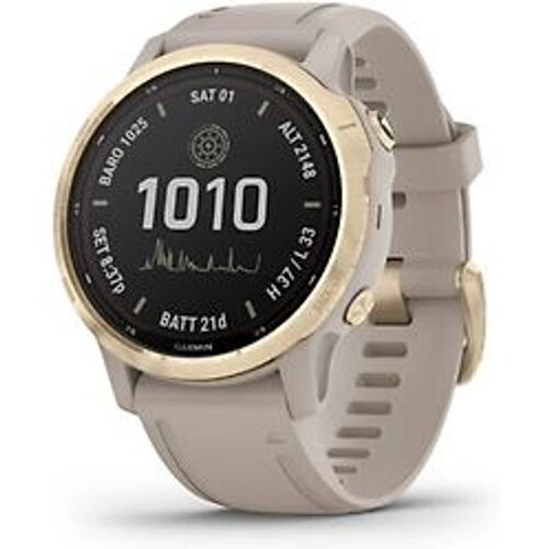 Garmin Fenix 6S 42 mm beige met een beige siliconen polsband [Pro Solar Edition] Tweedehands