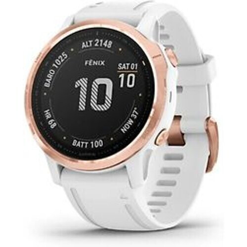 Garmin Fenix 6S Pro 42 mm wit met een witte siliconen polsband Tweedehands