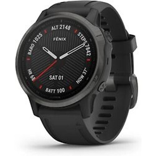 Garmin Fenix 6S Sapphire 42 mm zwart met een zwarte siliconen polsband Tweedehands