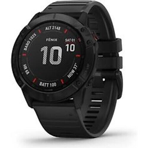 Garmin Fenix 6X Pro 51 mm zwart met een zwarte siliconen polsband Tweedehands