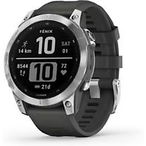 Garmin Fenix 7 47 mm zilver met graphite band [wifi] Tweedehands