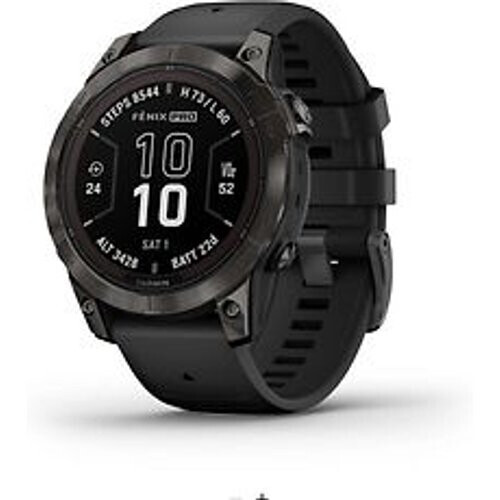 Garmin Fenix 7 Pro 47mm koolstofgrijs met een zwart siliconen polsband [Wi-Fi, Sapphire Solar Edition] Tweedehands