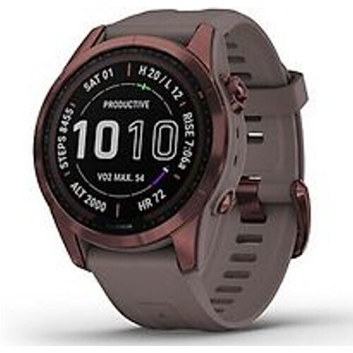 Garmin Fenix 7S 42 mm dark bronze titanium met shale grey polsband [wifi, Sapphire Solar Edition] Tweedehands