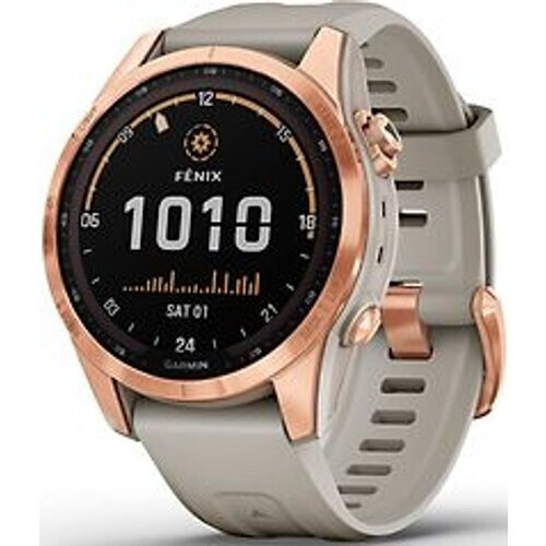 Garmin Fenix 7S 42 mm rose gold met light sand band [wifi, Solar Edition] Tweedehands