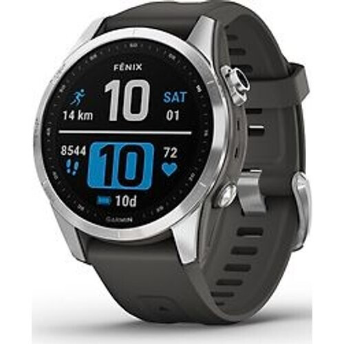 Garmin Fenix 7S 42 mm zilver met graphite band [wifi] Tweedehands