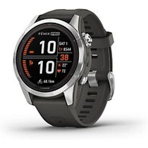 Garmin Fenix 7S Pro 42 mm zilver met grafiete band [wifi, Solar Edition] Tweedehands